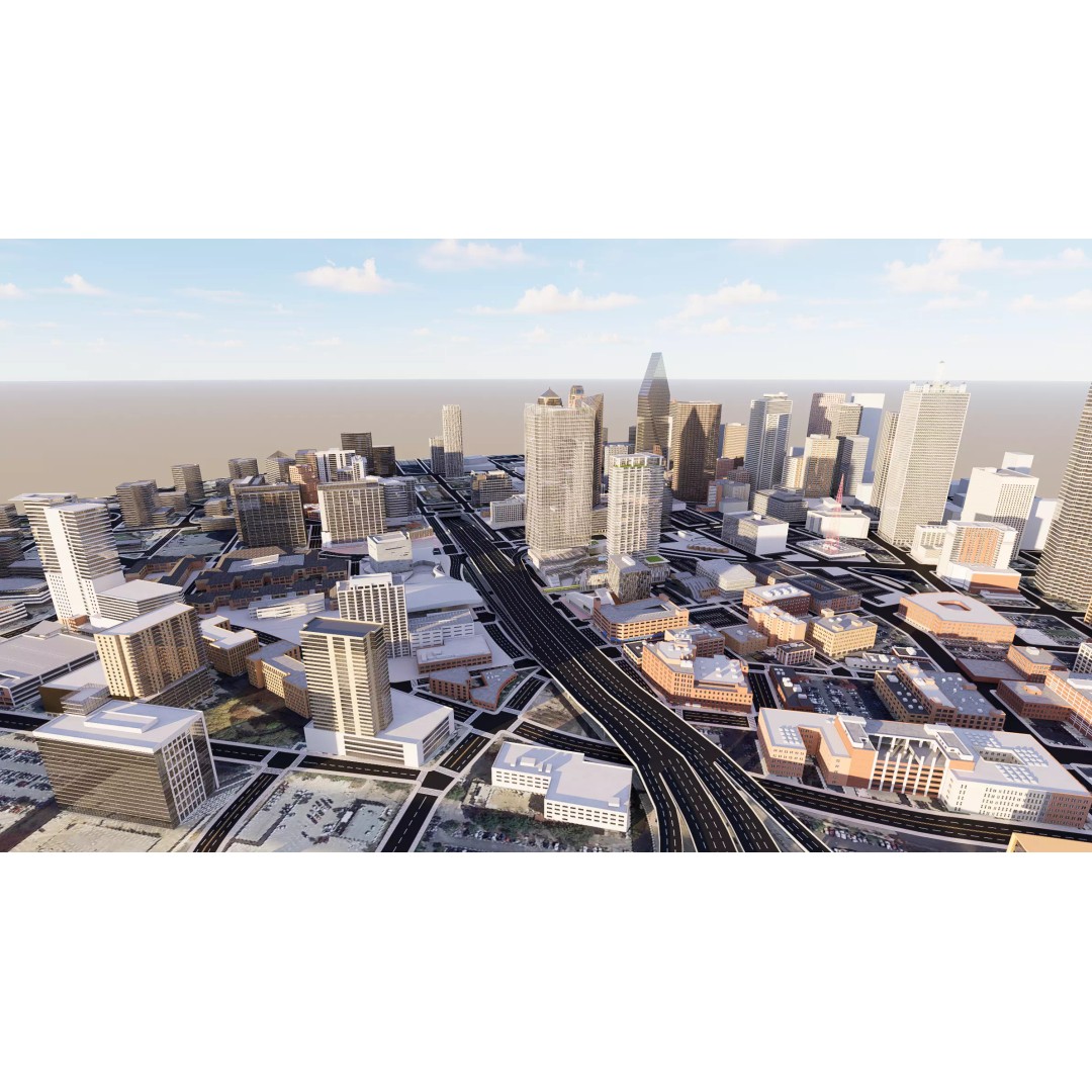 Dallas 3D Model – High Poly Cityscape Asset, FBX & OBJ - View 2