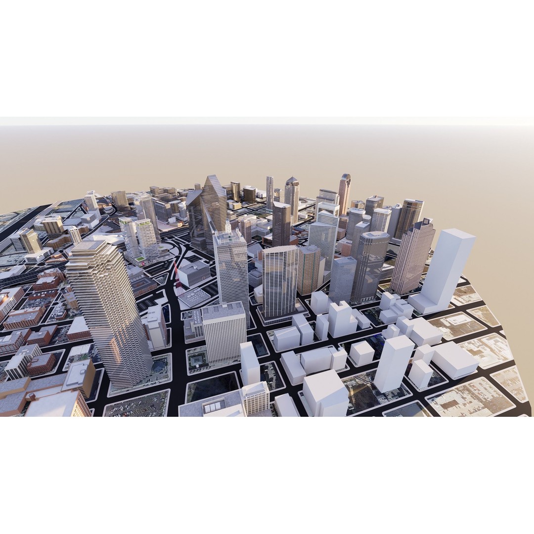 Dallas 3D Model – High Poly Cityscape Asset, FBX & OBJ - View 6