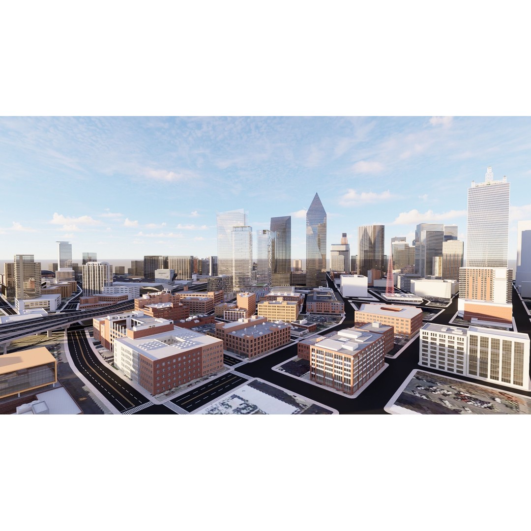 Dallas 3D Model – High Poly Cityscape Asset, FBX & OBJ - View 9