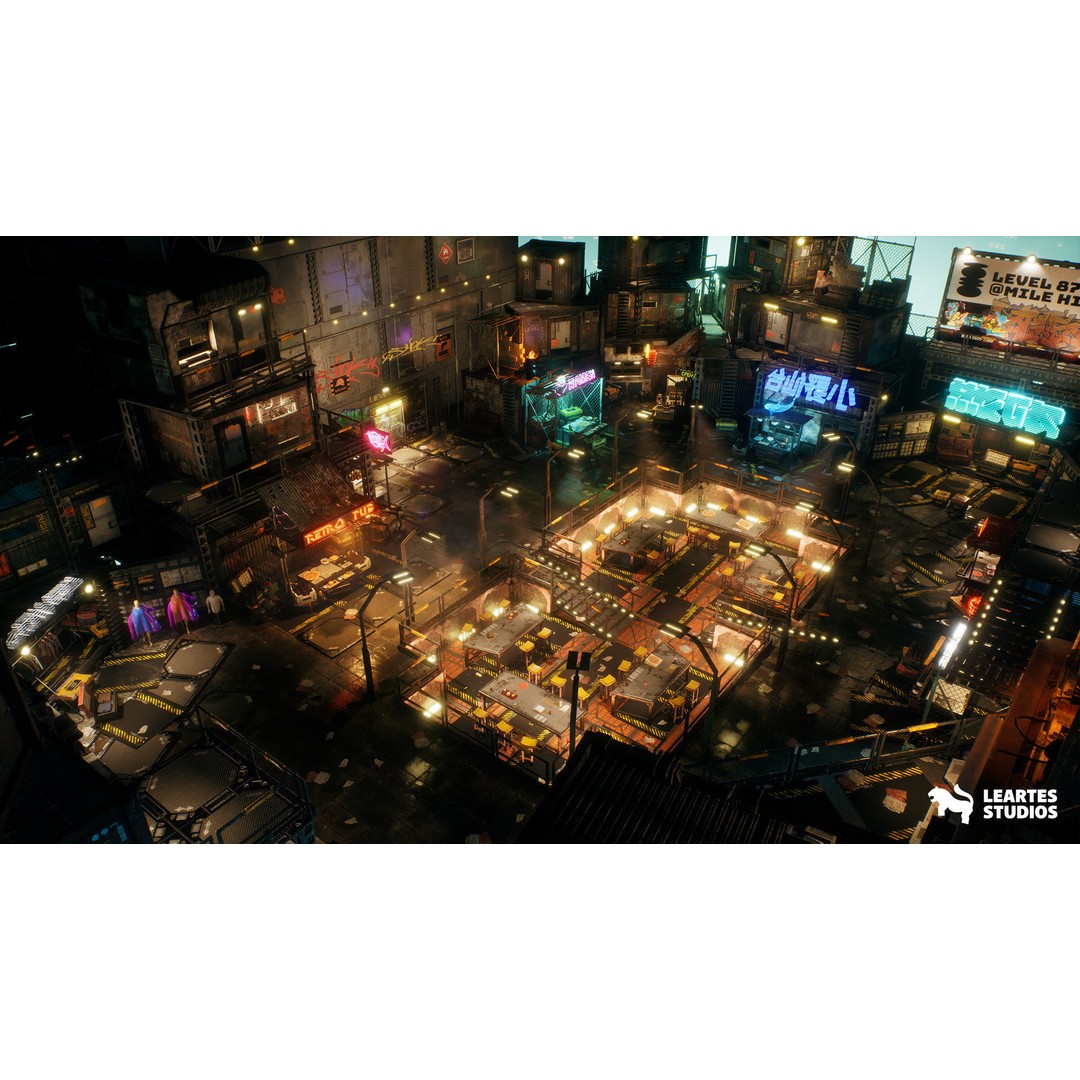 Cyberpunk City 3D Model – Low Poly Game Asset Bundle, FBX - View 13