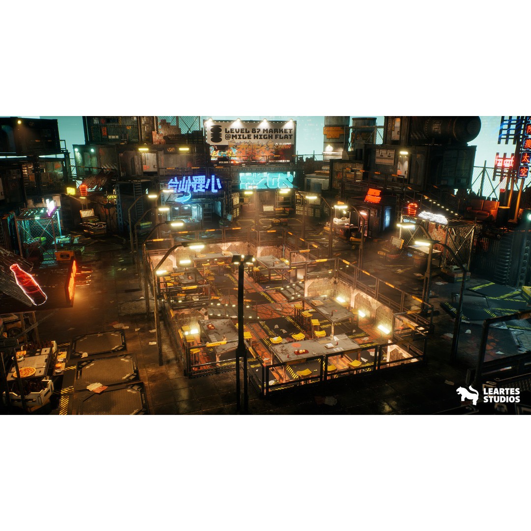 Cyberpunk City 3D Model – Low Poly Game Asset Bundle, FBX - View 14
