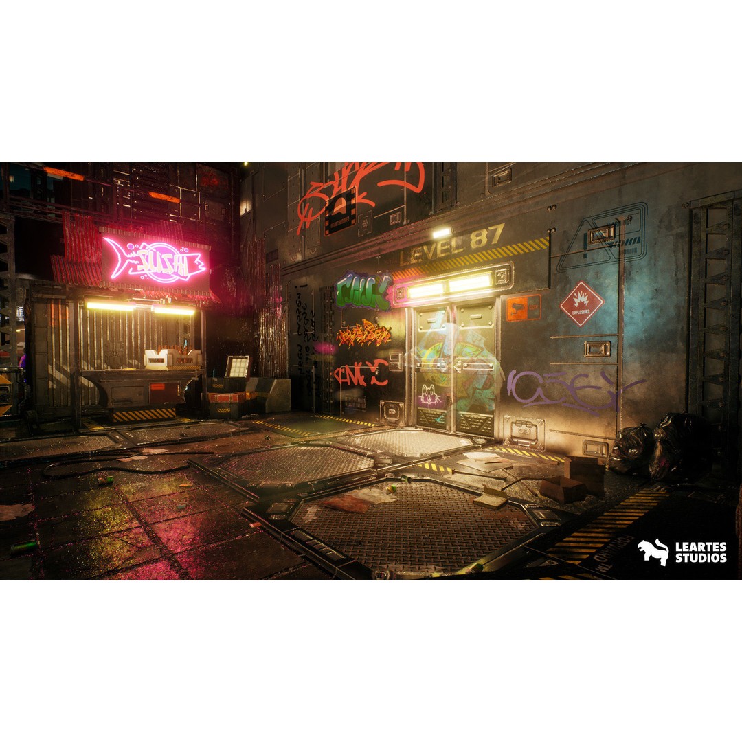 Cyberpunk City 3D Model – Low Poly Game Asset Bundle, FBX - View 15