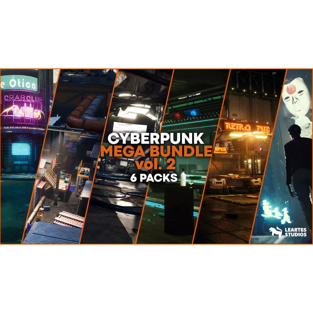 Cyberpunk City 3D Model – Low Poly Game Asset Bundle, FBX - View 2