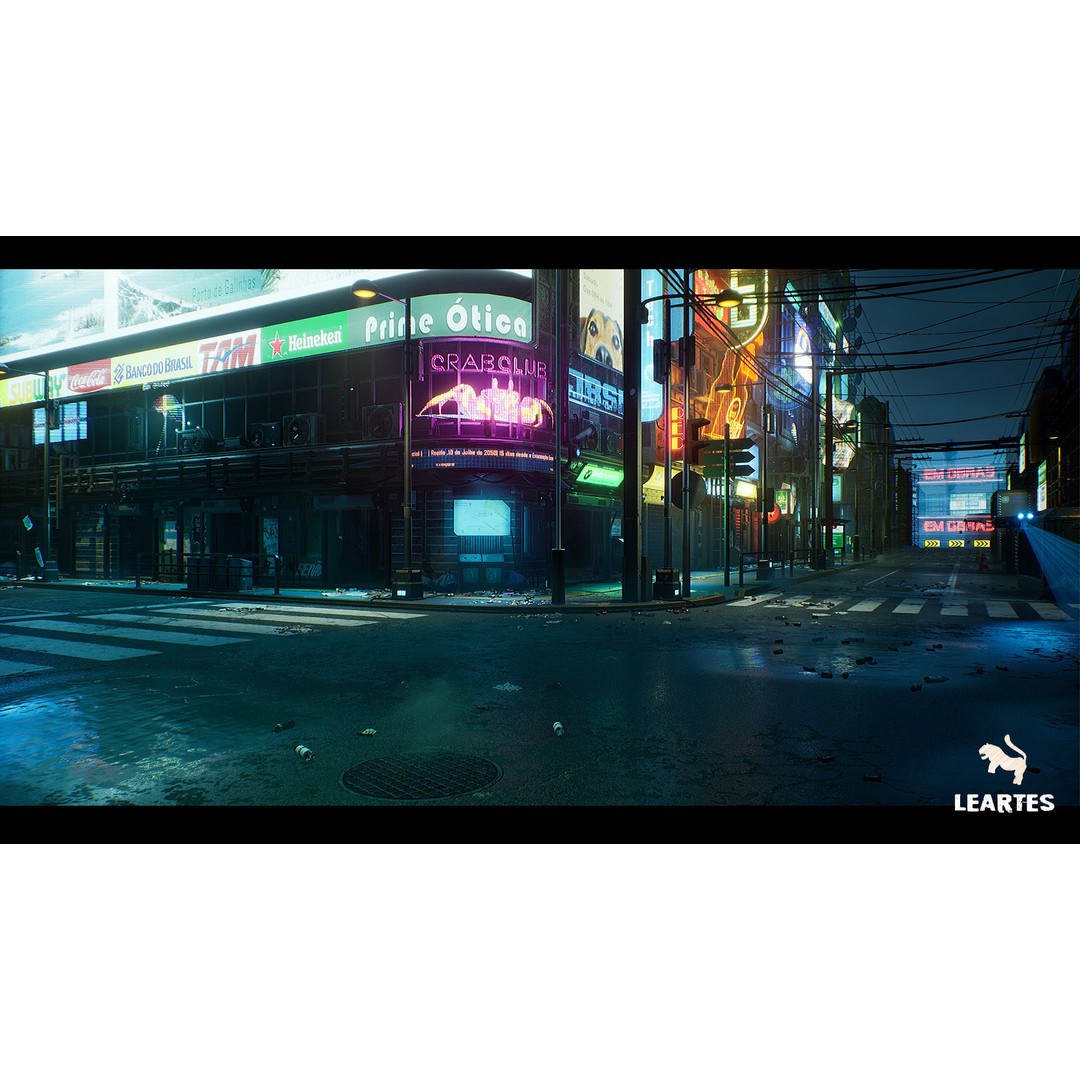 Cyberpunk City 3D Model – Low Poly Game Asset Bundle, FBX - View 3