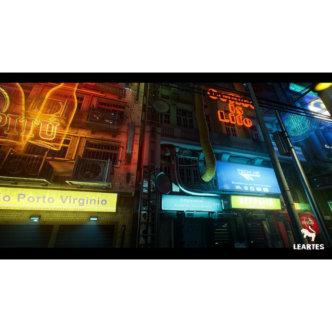 Cyberpunk City 3D Model – Low Poly Game Asset Bundle, FBX - View 4