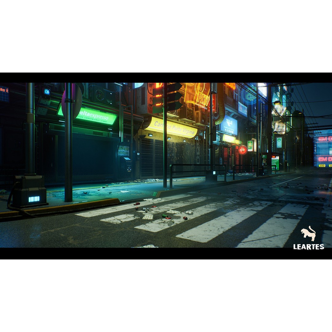 Cyberpunk City 3D Model – Low Poly Game Asset Bundle, FBX - View 5
