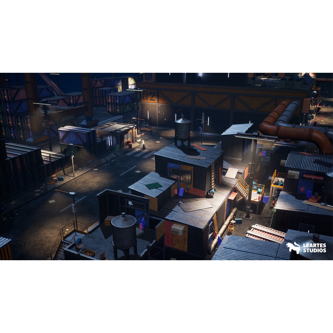Cyberpunk City 3D Model – Low Poly Game Asset Bundle, FBX - View 8