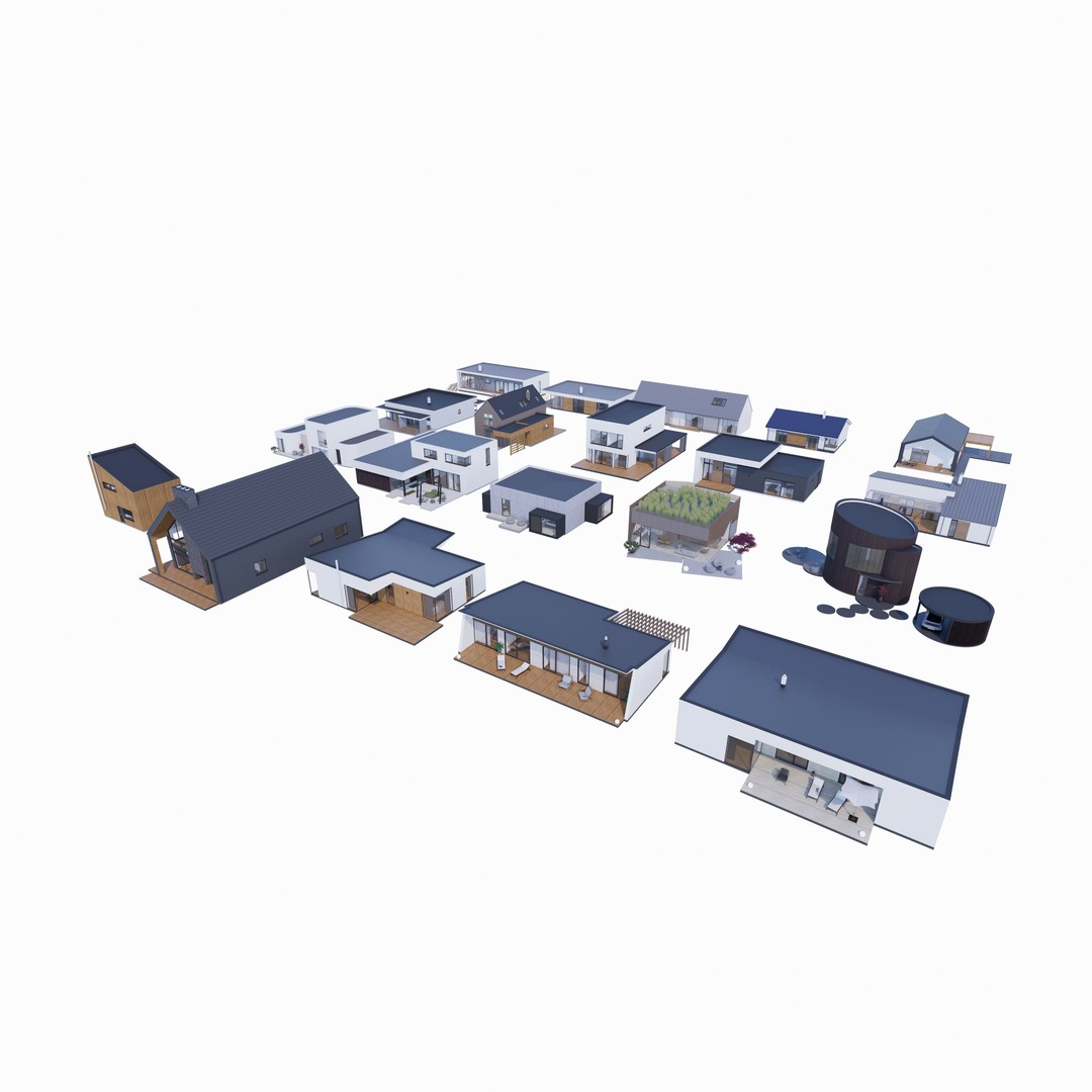House Pack 3D Model – Low Poly Revit Families, FBX, OBJ - View 3