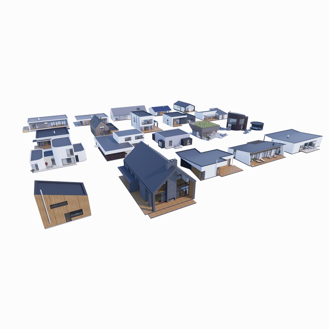 House Pack 3D Model – Low Poly Revit Families, FBX, OBJ - View 4