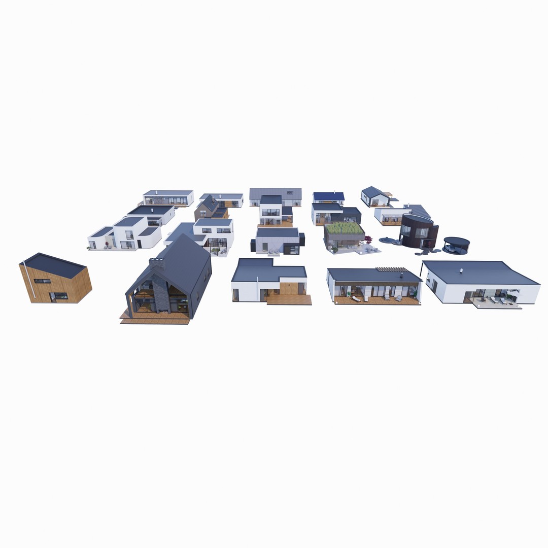 House Pack 3D Model – Low Poly Revit Families, FBX, OBJ - View 5