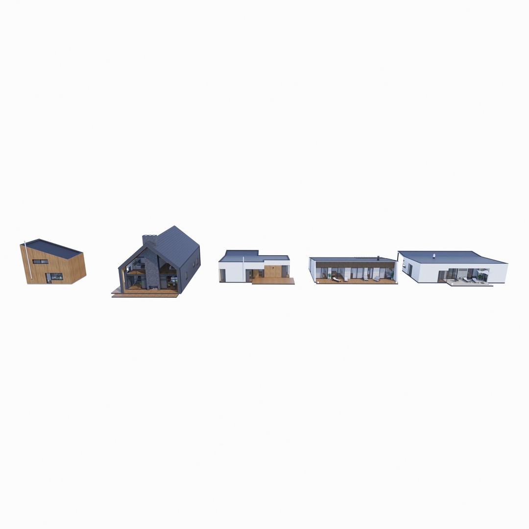 House Pack 3D Model – Low Poly Revit Families, FBX, OBJ - View 6