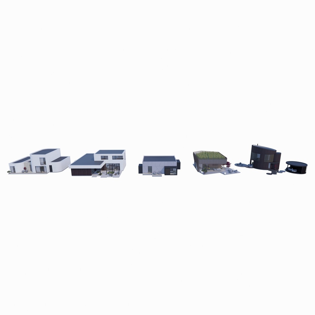 House Pack 3D Model – Low Poly Revit Families, FBX, OBJ - View 7