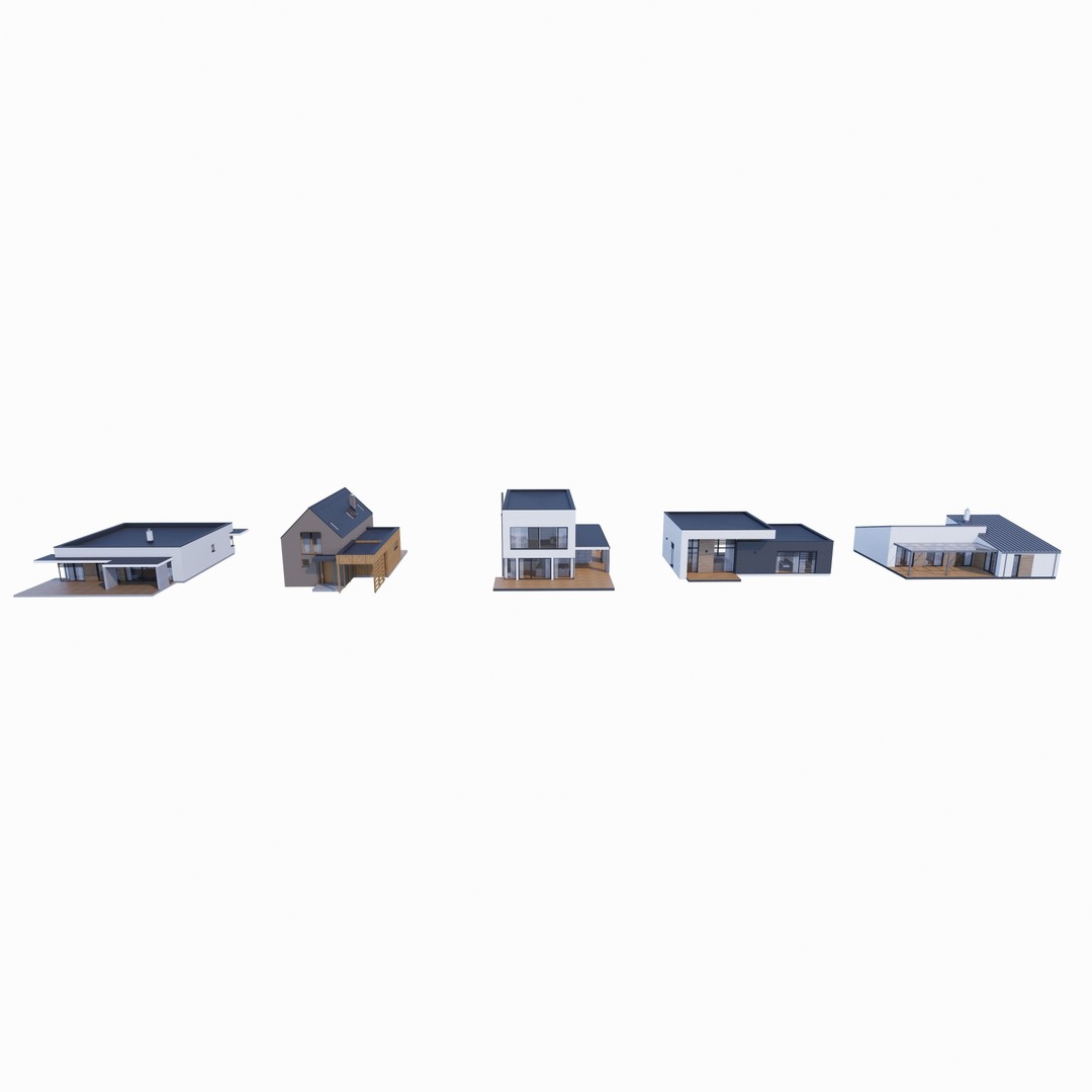 House Pack 3D Model – Low Poly Revit Families, FBX, OBJ - View 8