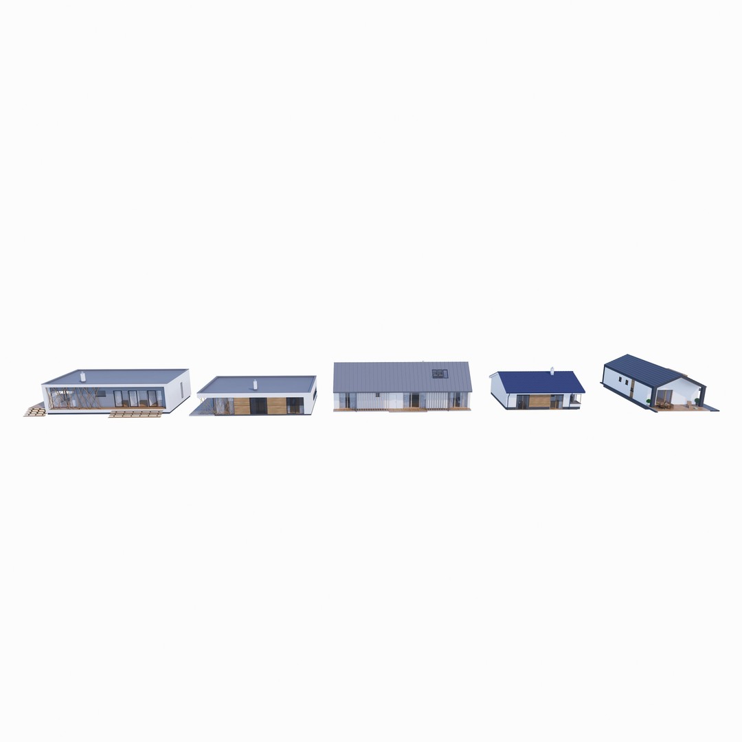 House Pack 3D Model – Low Poly Revit Families, FBX, OBJ - View 9