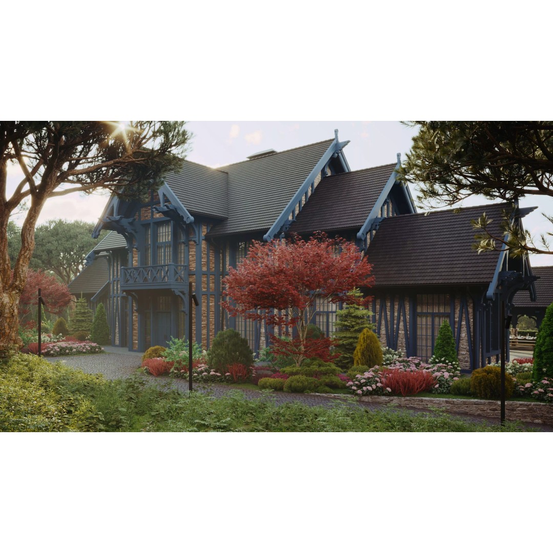 Exterior Scene 3D Model – Realistic Architectural Landscape, FBX