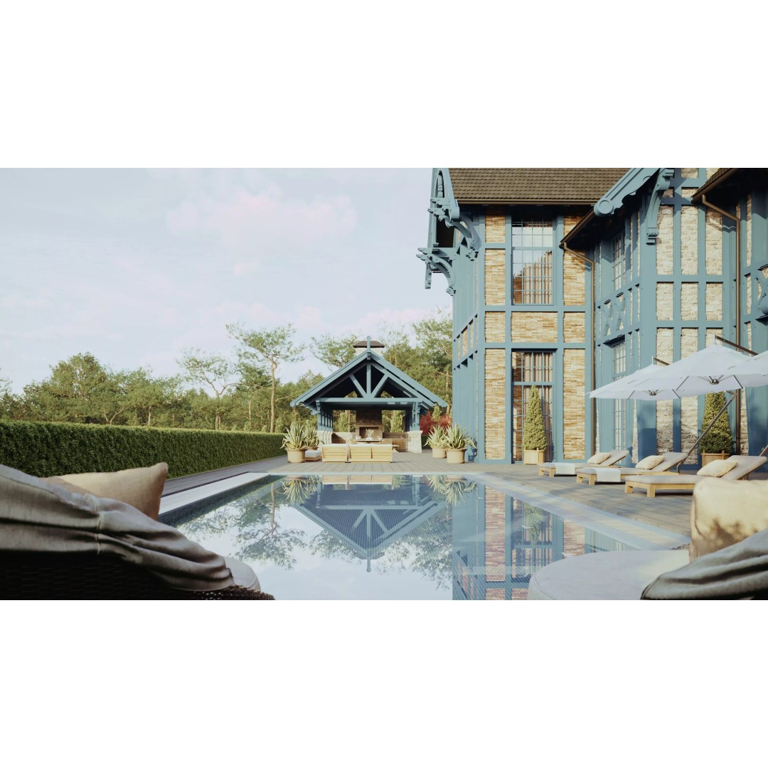 Exterior Scene 3D Model – Realistic Architectural Landscape, FBX - View 10