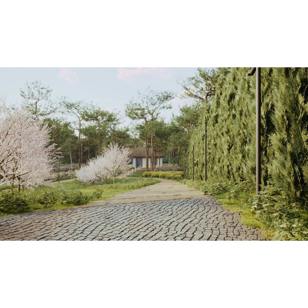 Exterior Scene 3D Model – Realistic Architectural Landscape, FBX - View 12