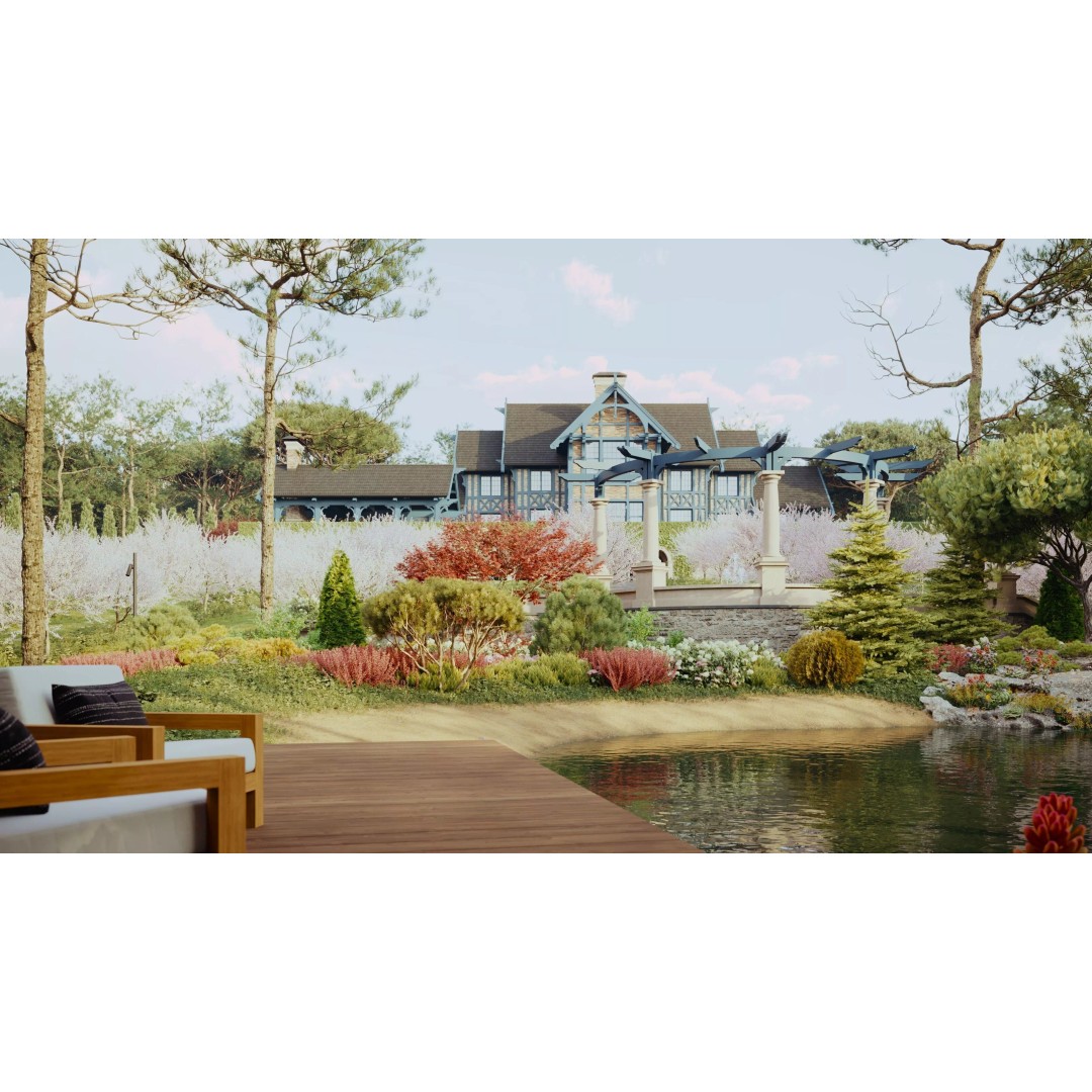 Exterior Scene 3D Model – Realistic Architectural Landscape, FBX - View 24