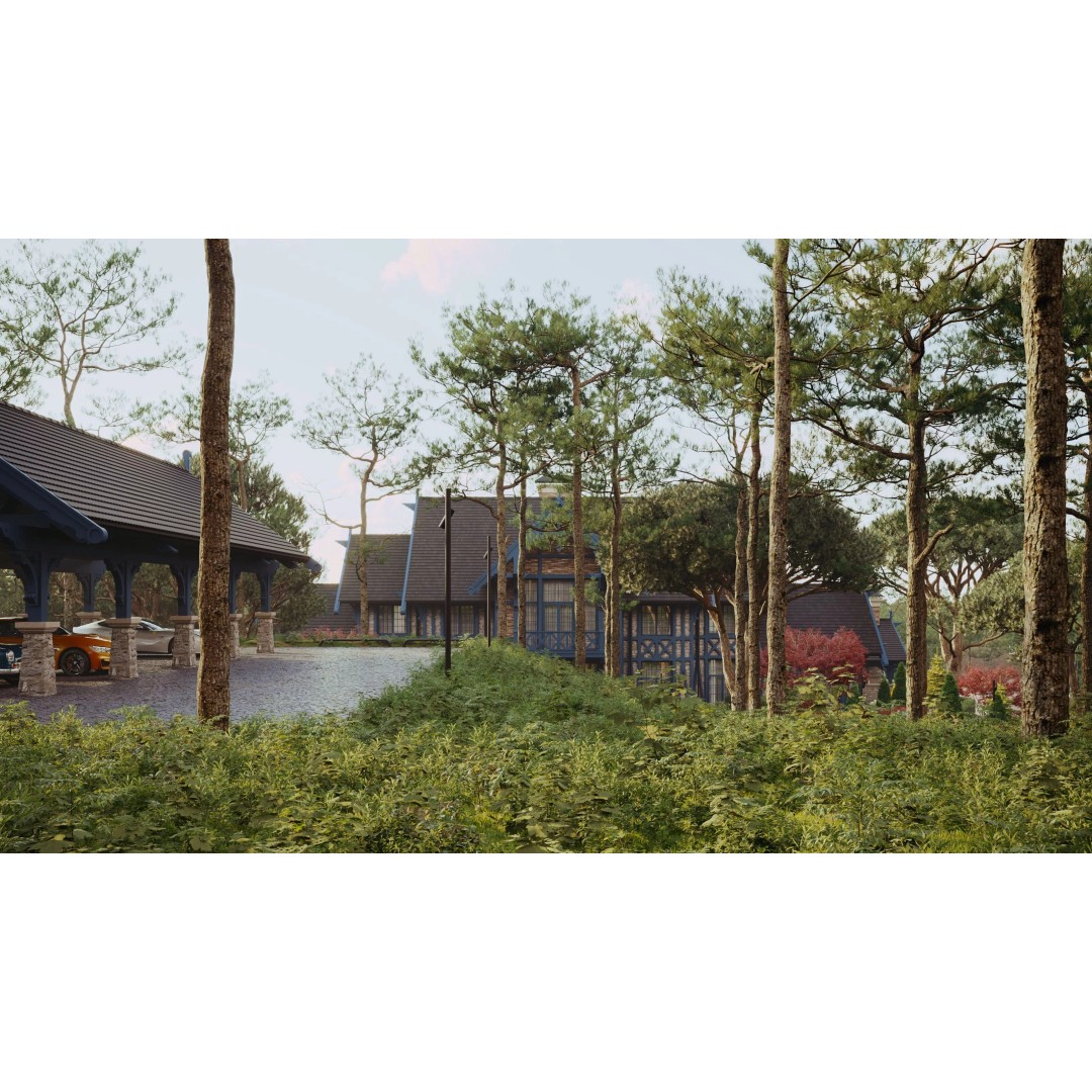 Exterior Scene 3D Model – Realistic Architectural Landscape, FBX - View 3