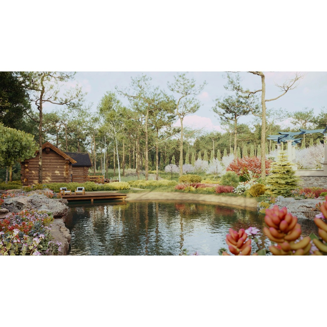 Exterior Scene 3D Model – Realistic Architectural Landscape, FBX - View 4