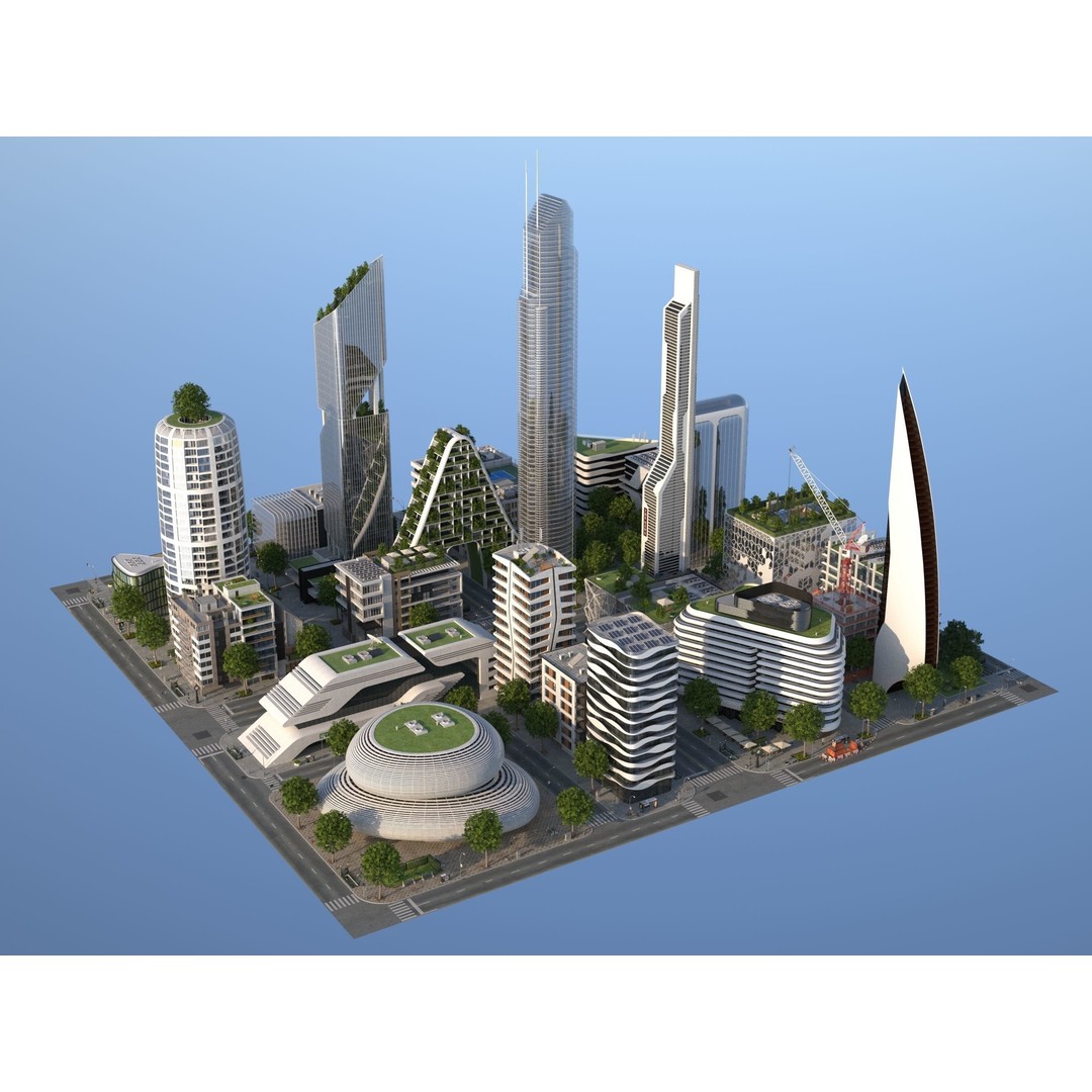 Belfort City 3D Model – Low-Poly Modular City Blocks, FBX - View 10