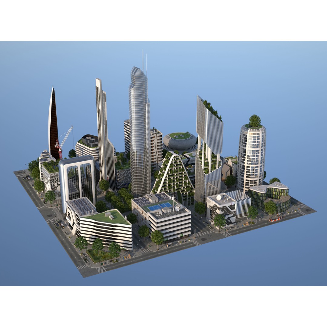 Belfort City 3D Model – Low-Poly Modular City Blocks, FBX - View 19