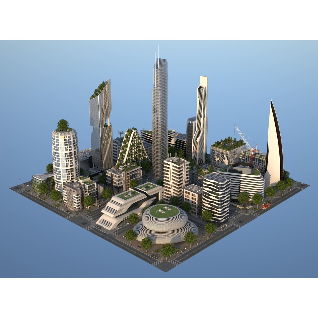Belfort City 3D Model – Low-Poly Modular City Blocks, FBX - View 20