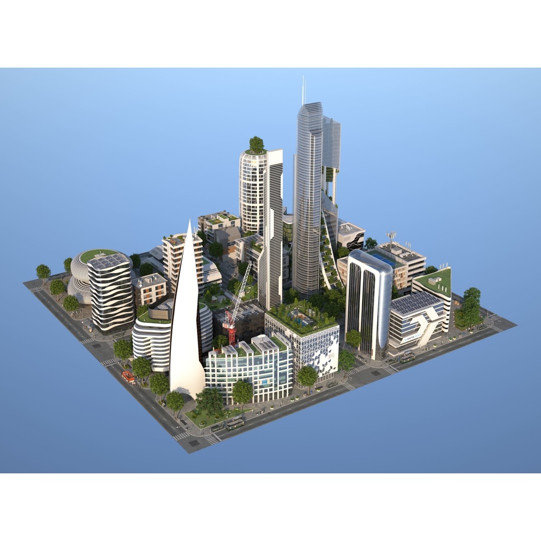 Belfort City 3D Model – Low-Poly Modular City Blocks, FBX - View 21