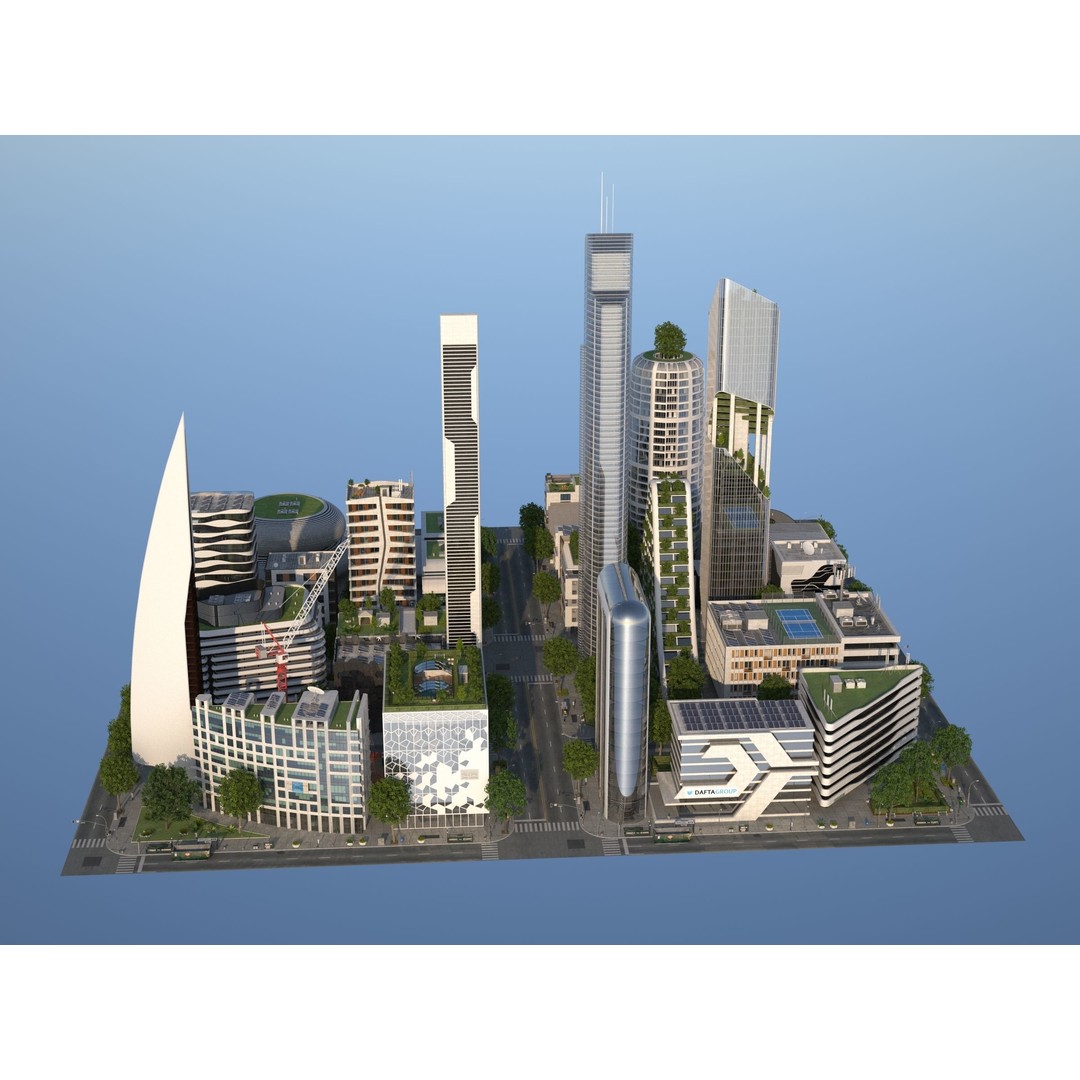 Belfort City 3D Model – Low-Poly Modular City Blocks, FBX - View 24