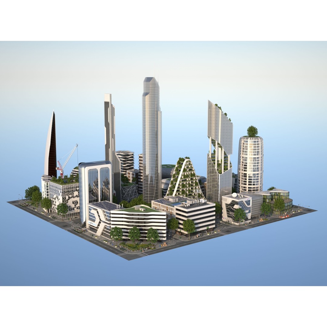 Belfort City 3D Model – Low-Poly Modular City Blocks, FBX - View 25