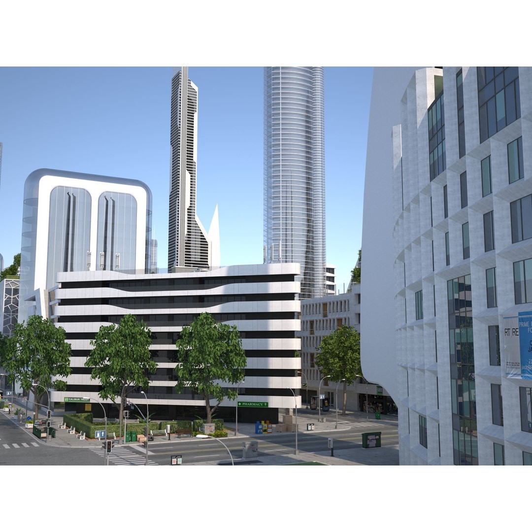 Belfort City 3D Model – Low-Poly Modular City Blocks, FBX - View 27