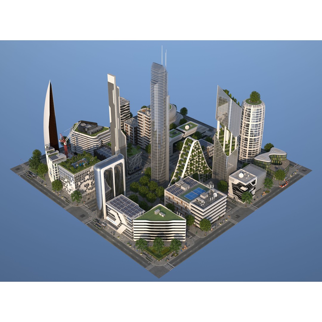 Belfort City 3D Model – Low-Poly Modular City Blocks, FBX - View 28