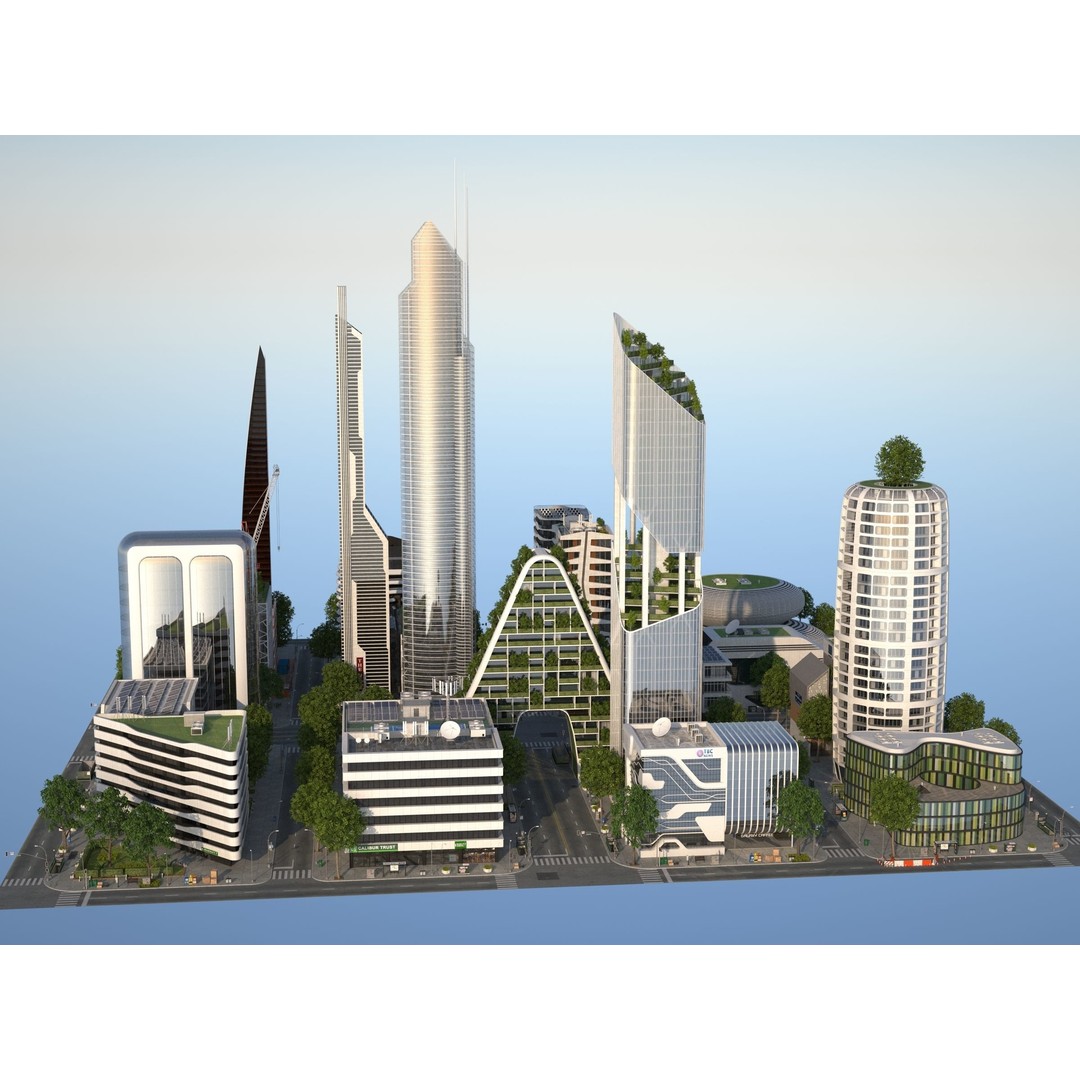 Belfort City 3D Model – Low-Poly Modular City Blocks, FBX - View 29