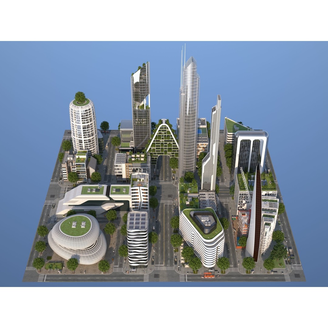 Belfort City 3D Model – Low-Poly Modular City Blocks, FBX - View 32