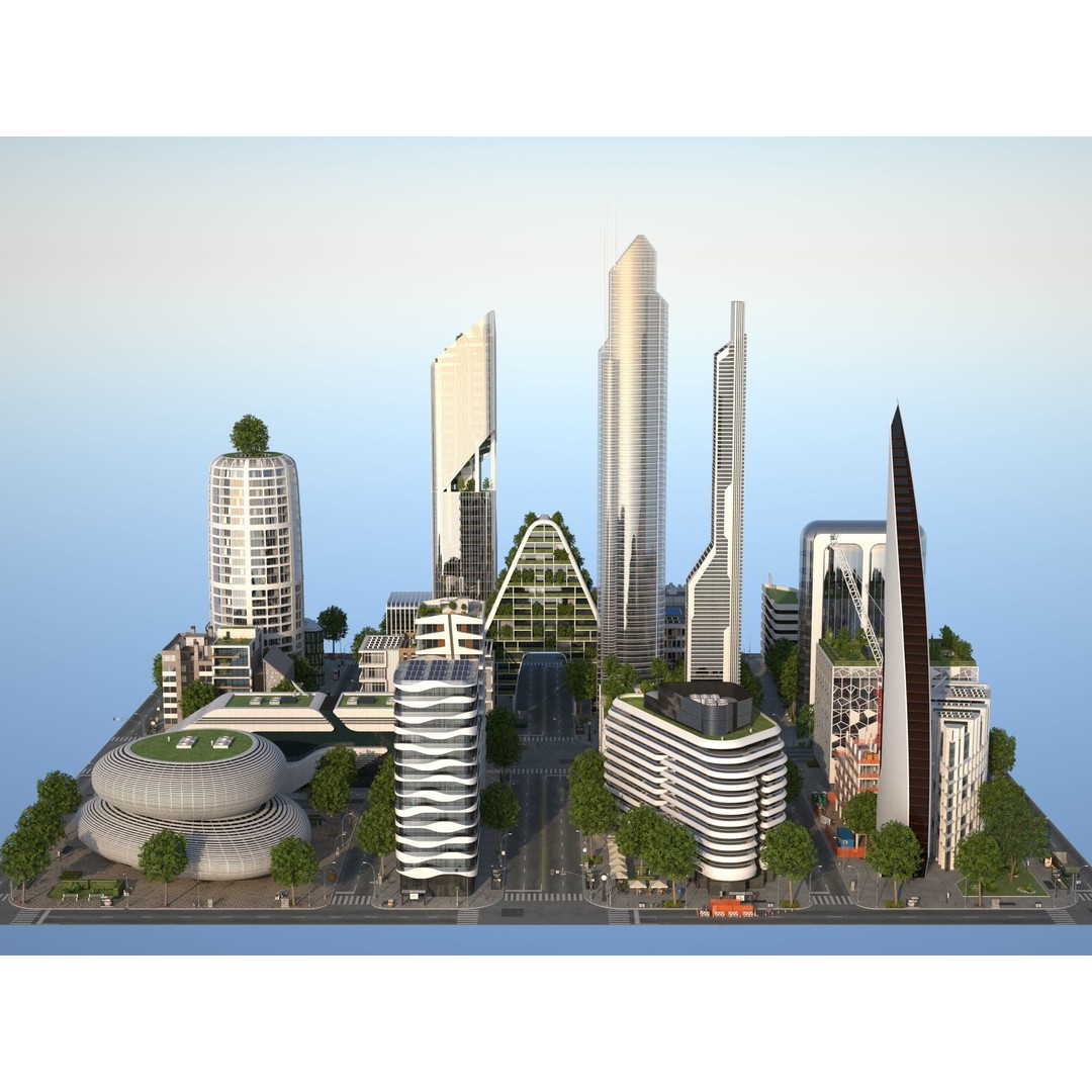 Belfort City 3D Model – Low-Poly Modular City Blocks, FBX - View 33