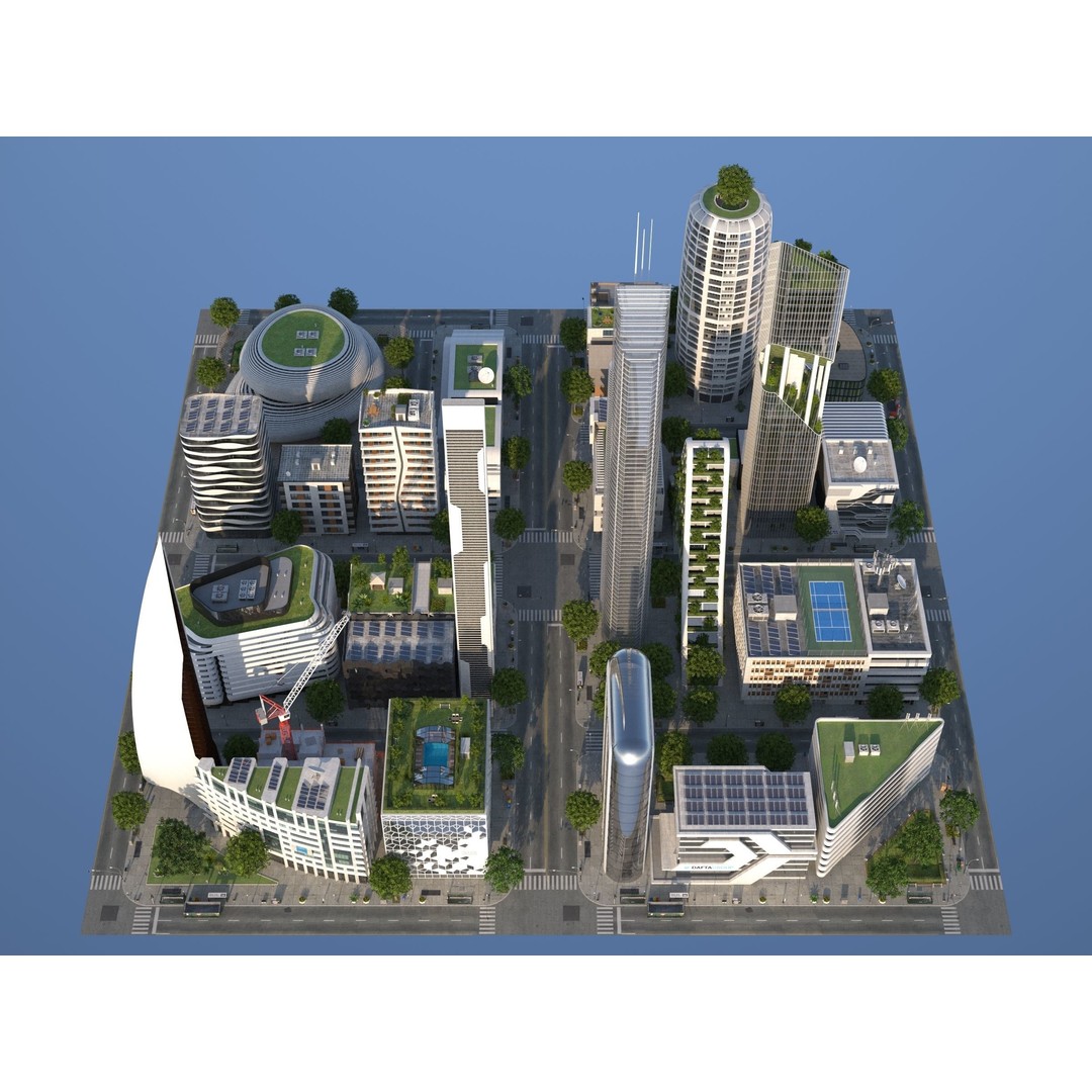 Belfort City 3D Model – Low-Poly Modular City Blocks, FBX - View 34