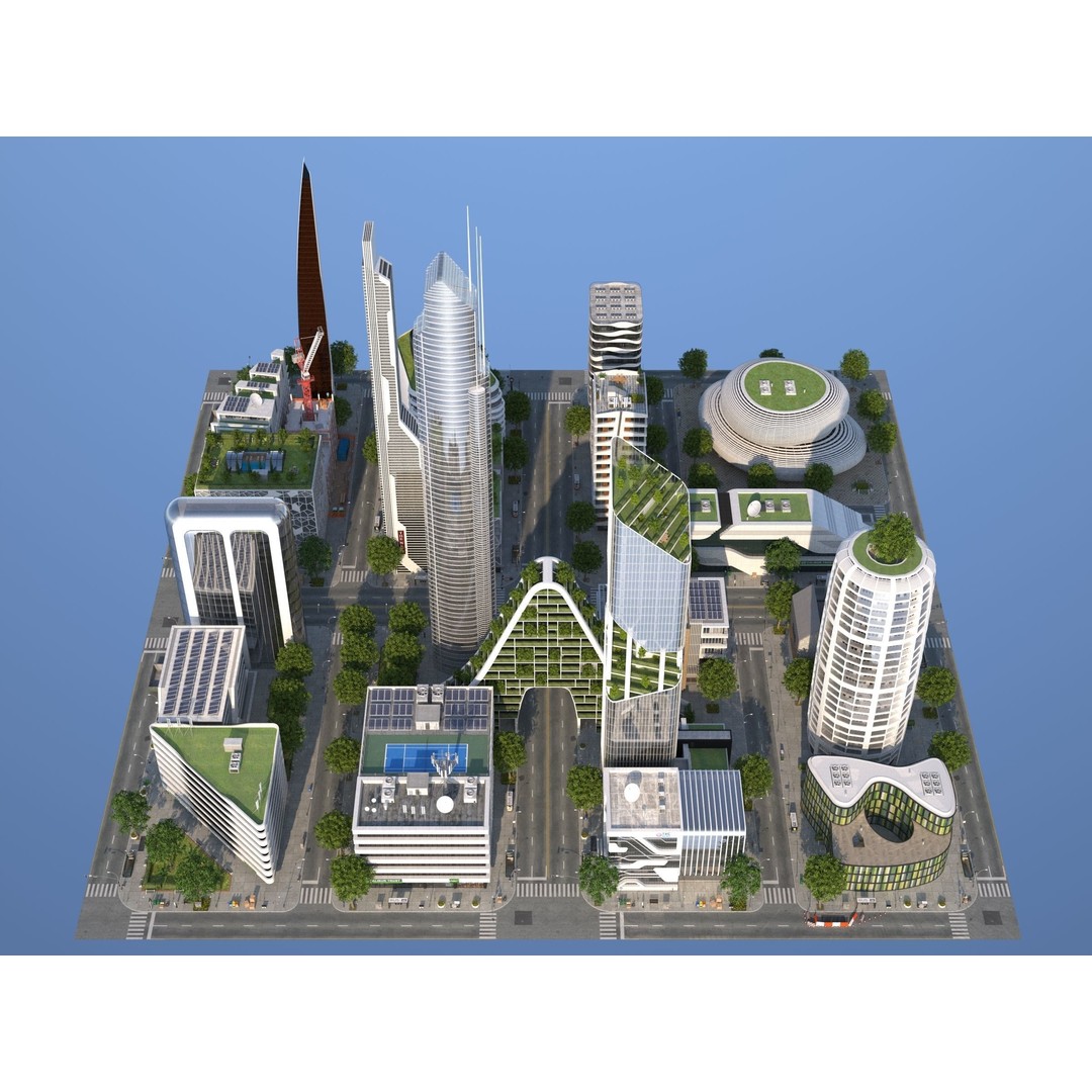 Belfort City 3D Model – Low-Poly Modular City Blocks, FBX - View 35