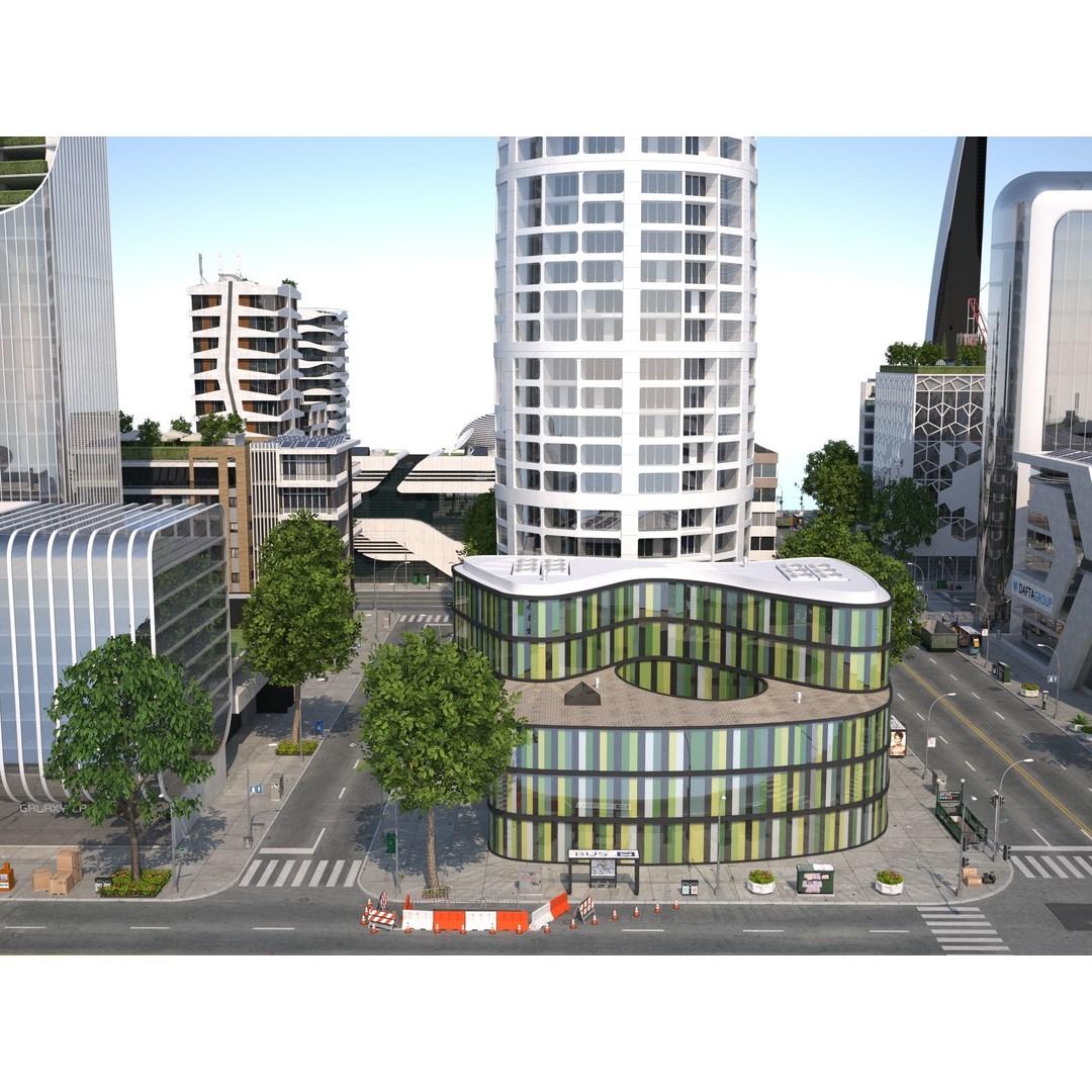 Belfort City 3D Model – Low-Poly Modular City Blocks, FBX - View 45