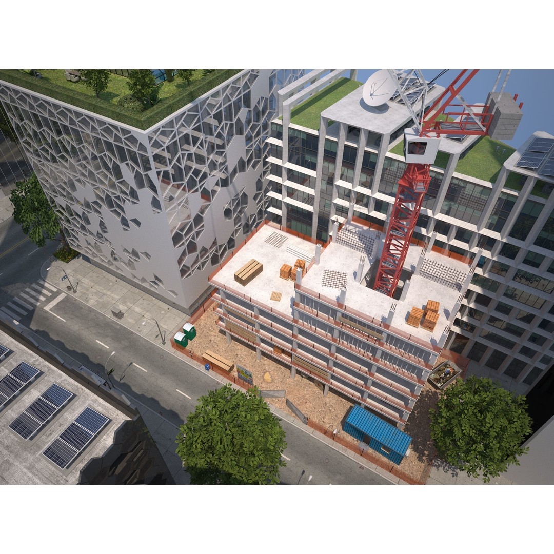 Belfort City 3D Model – Low-Poly Modular City Blocks, FBX - View 46