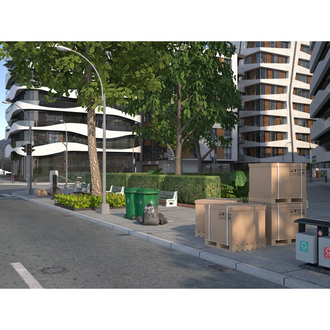 Belfort City 3D Model – Low-Poly Modular City Blocks, FBX - View 7