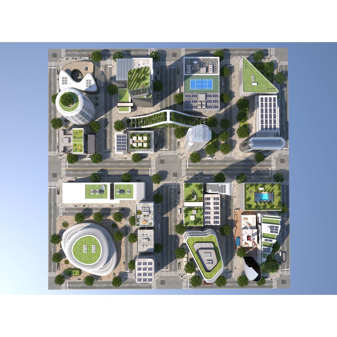 Belfort City 3D Model – Low-Poly Modular City Blocks, FBX - View 8
