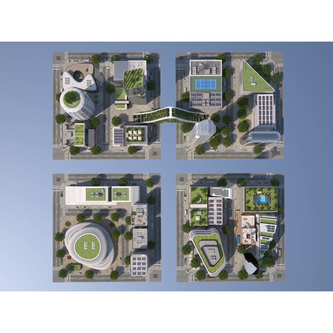 Belfort City 3D Model – Low-Poly Modular City Blocks, FBX - View 9