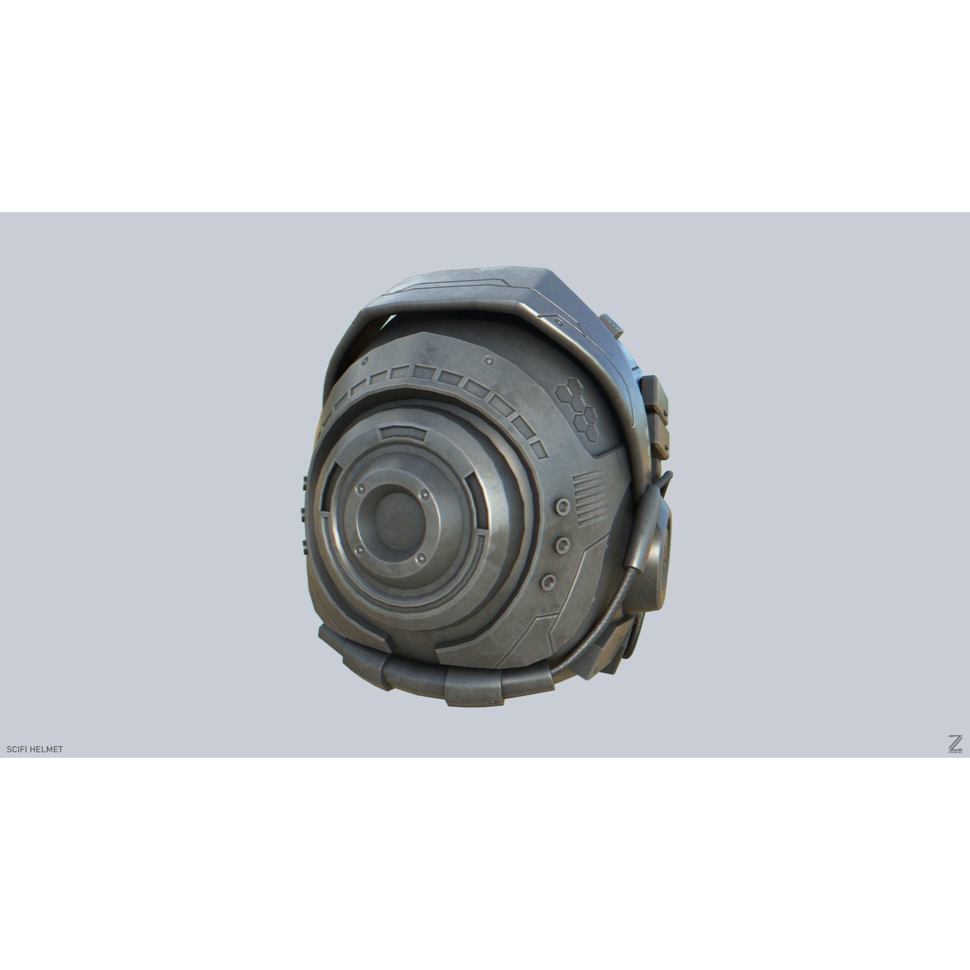 Scifi Helmet - Low-Poly Game-Ready 3D Model - View 10