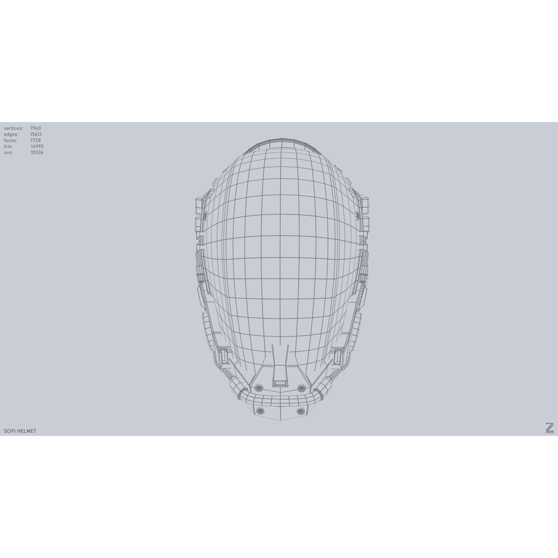 Scifi Helmet - Low-Poly Game-Ready 3D Model - View 12
