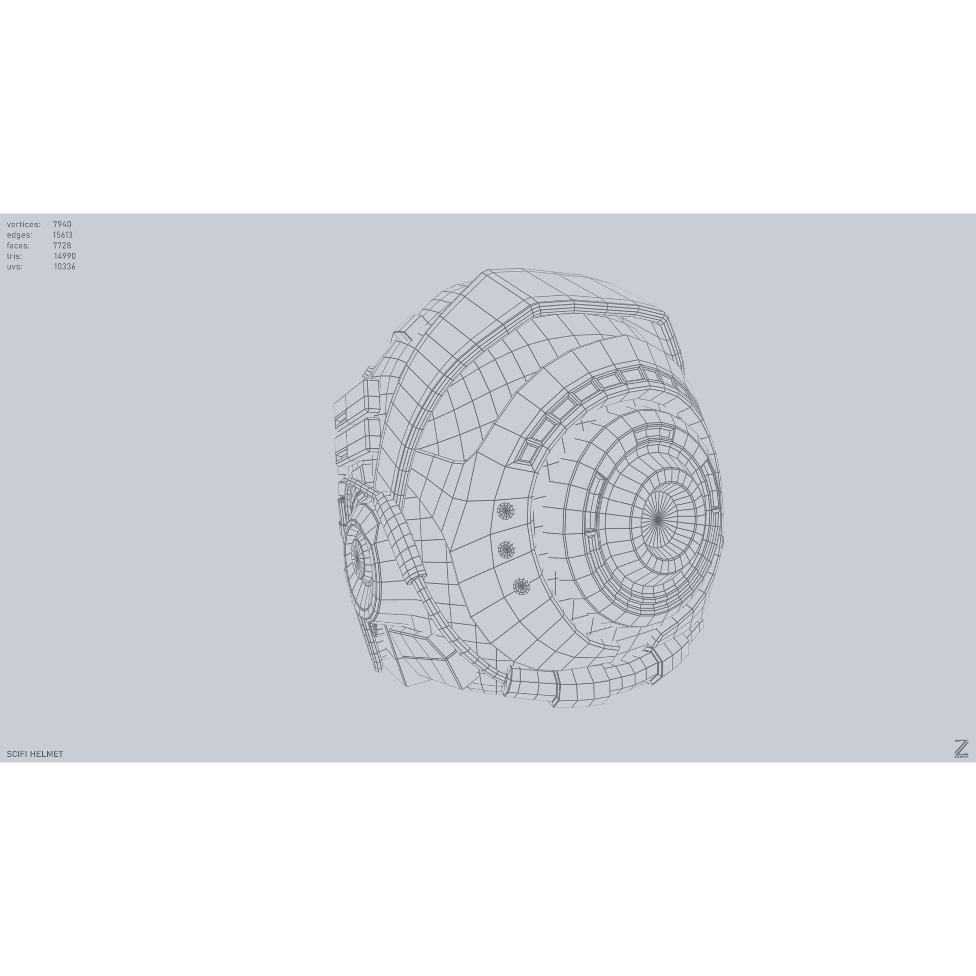 Scifi Helmet - Low-Poly Game-Ready 3D Model - View 14