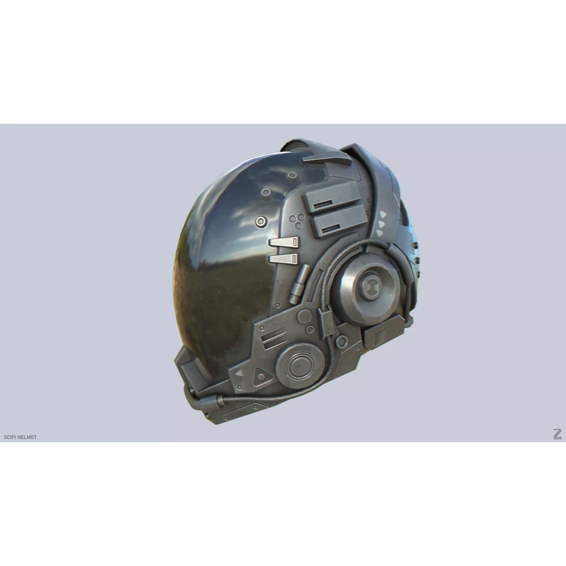 Scifi Helmet - Low-Poly Game-Ready 3D Model - View 2