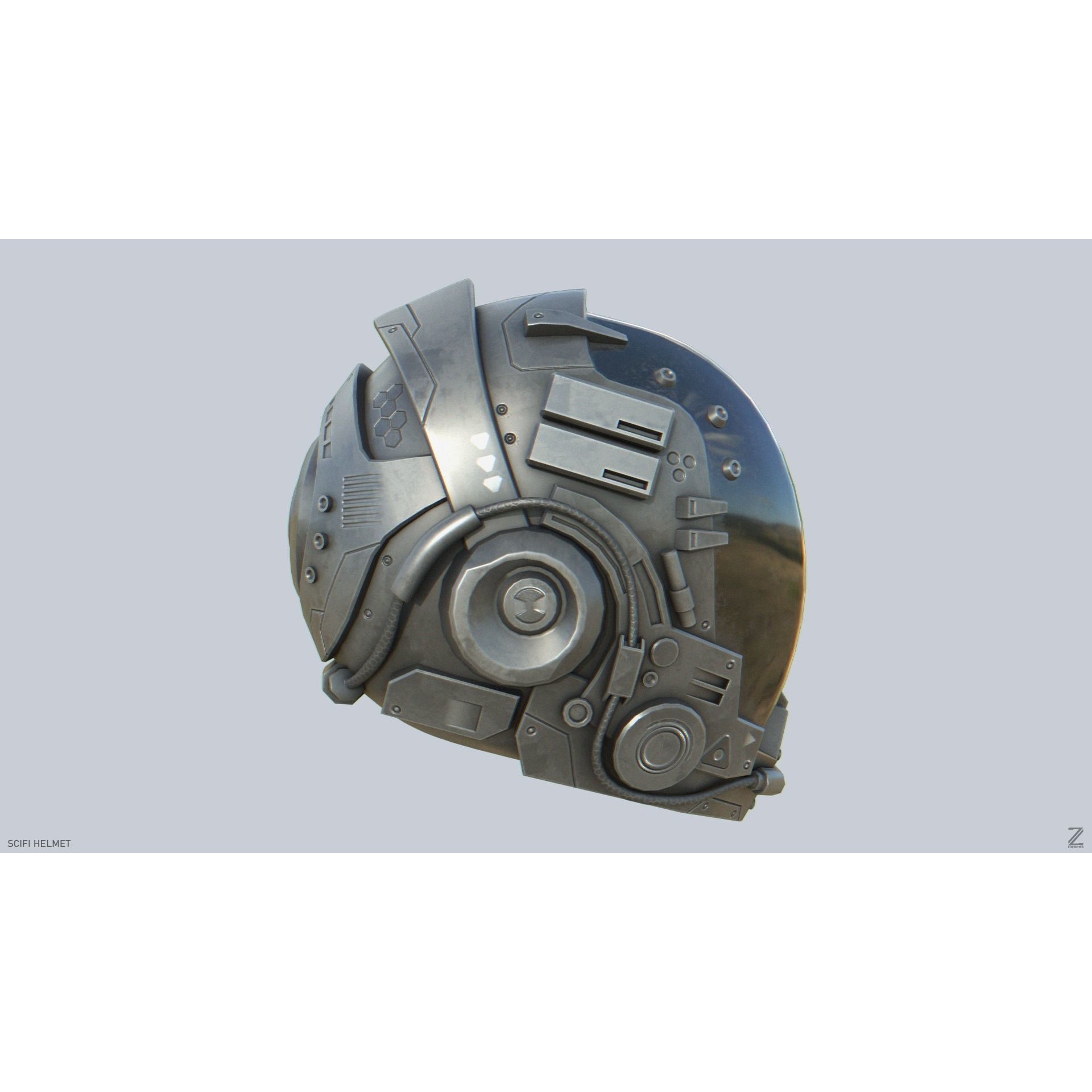 Scifi Helmet - Low-Poly Game-Ready 3D Model - View 3