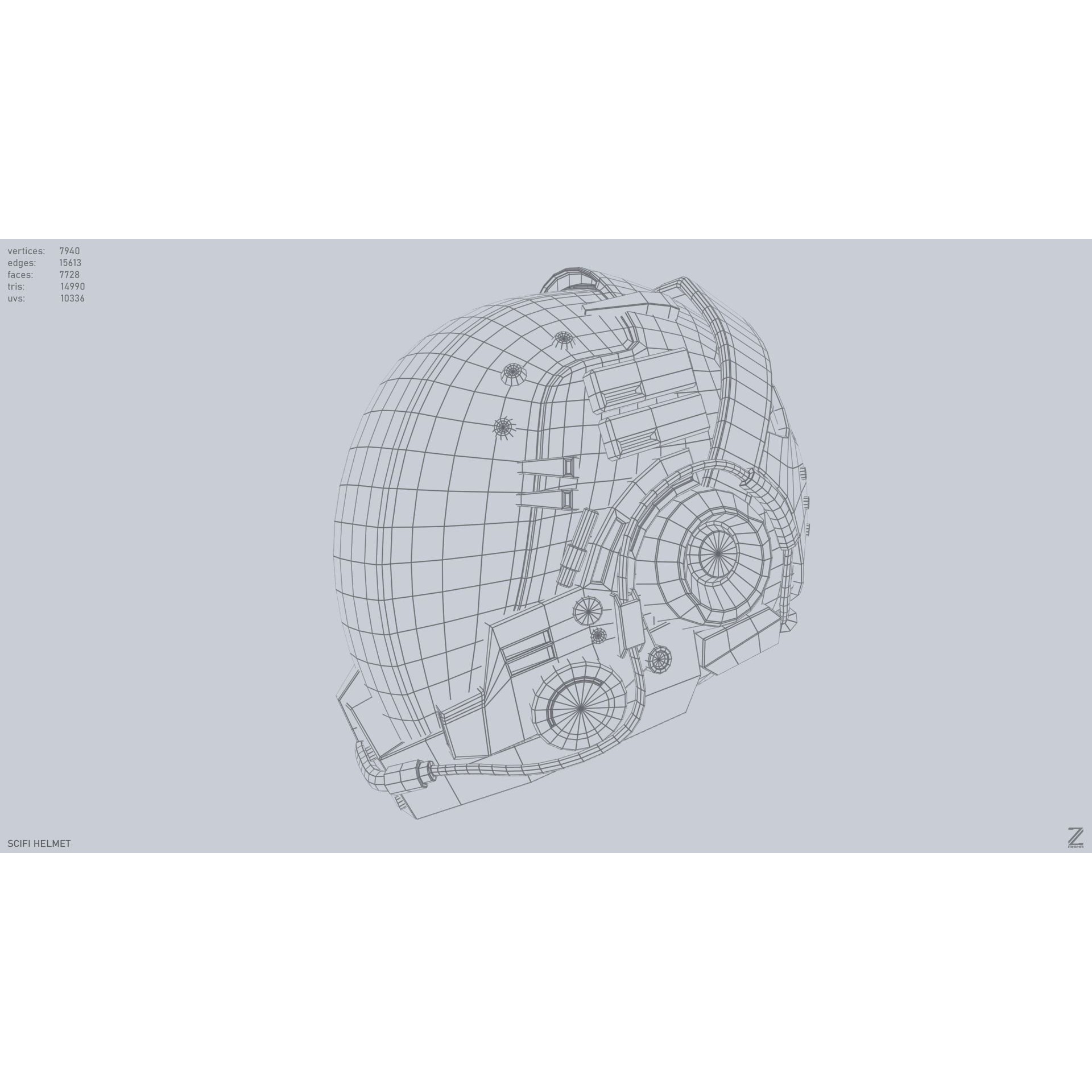 Scifi Helmet - Low-Poly Game-Ready 3D Model - View 5