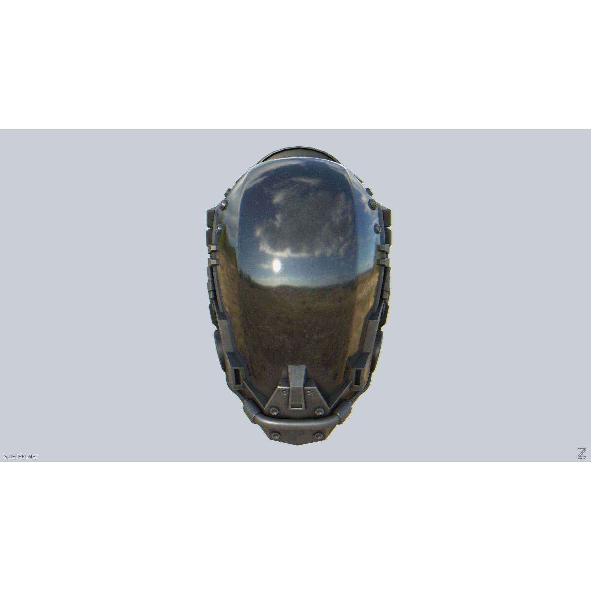 Scifi Helmet - Low-Poly Game-Ready 3D Model - View 6
