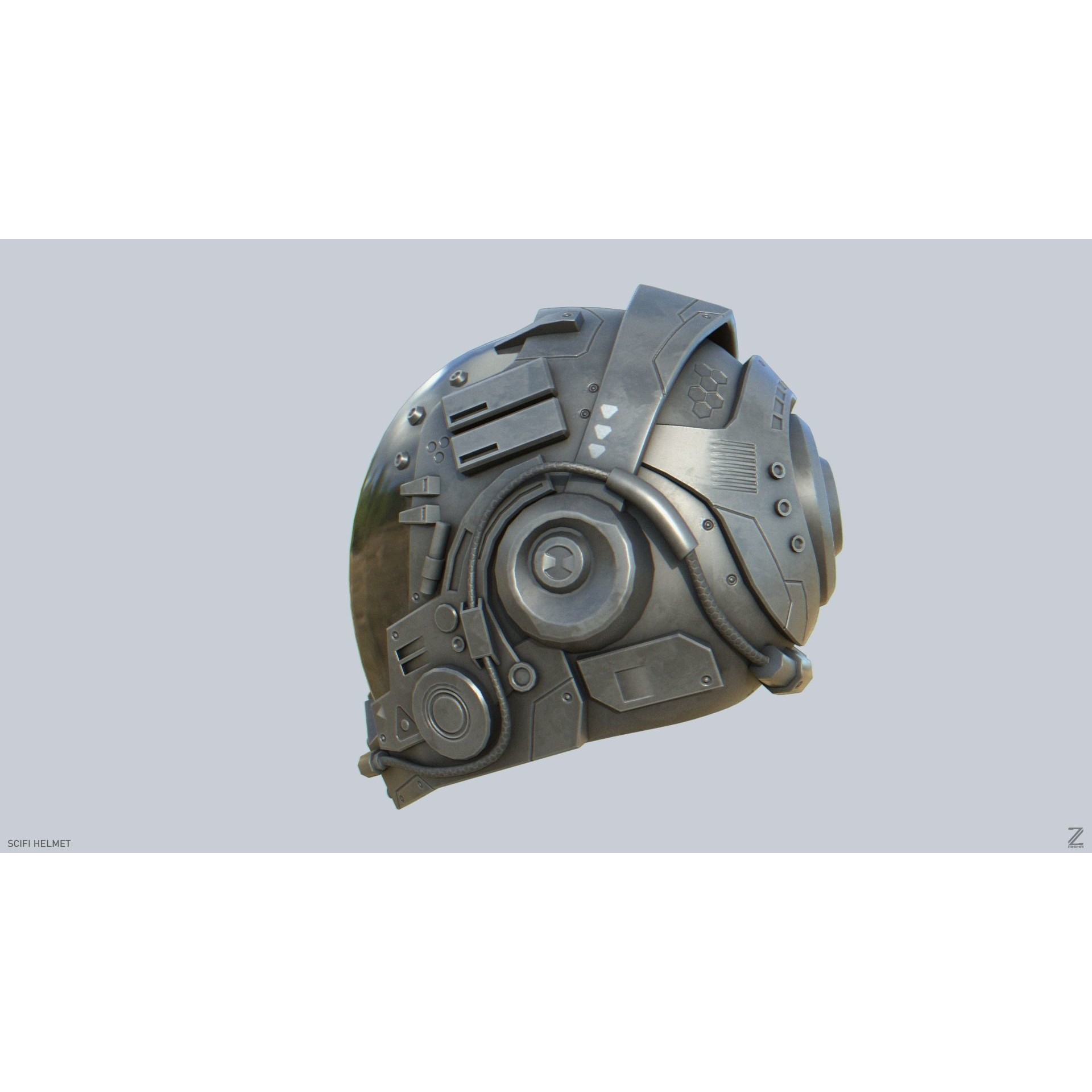 Scifi Helmet - Low-Poly Game-Ready 3D Model - View 8